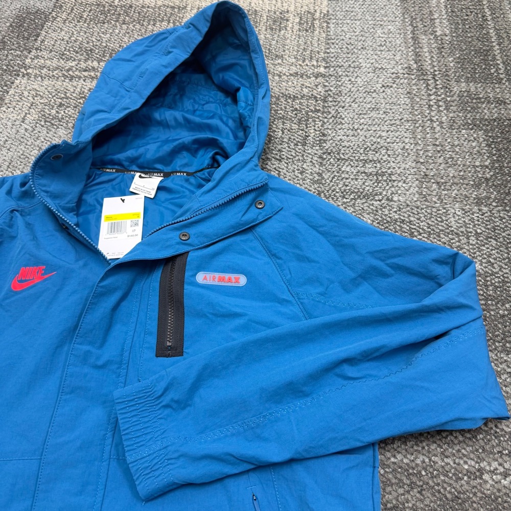 Nike Sportswear Air Max Hooded Jacket Mens small Blue Full Zip FN0243-457